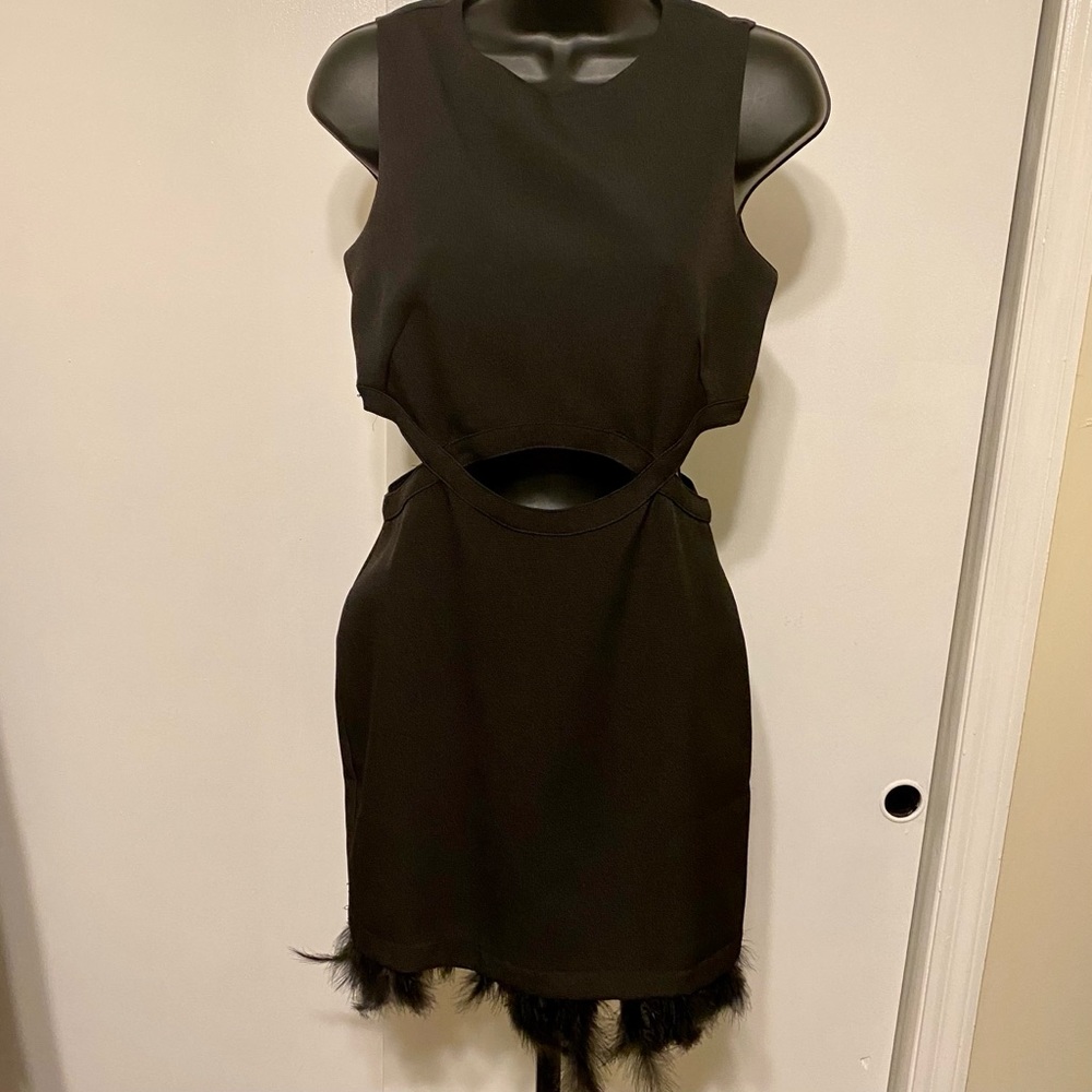 Endless Rose dress with feather hem